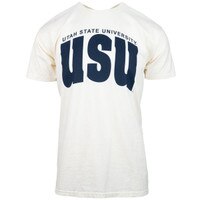 comfort wash utah state university with aggies on the back stone unisex t-shirt